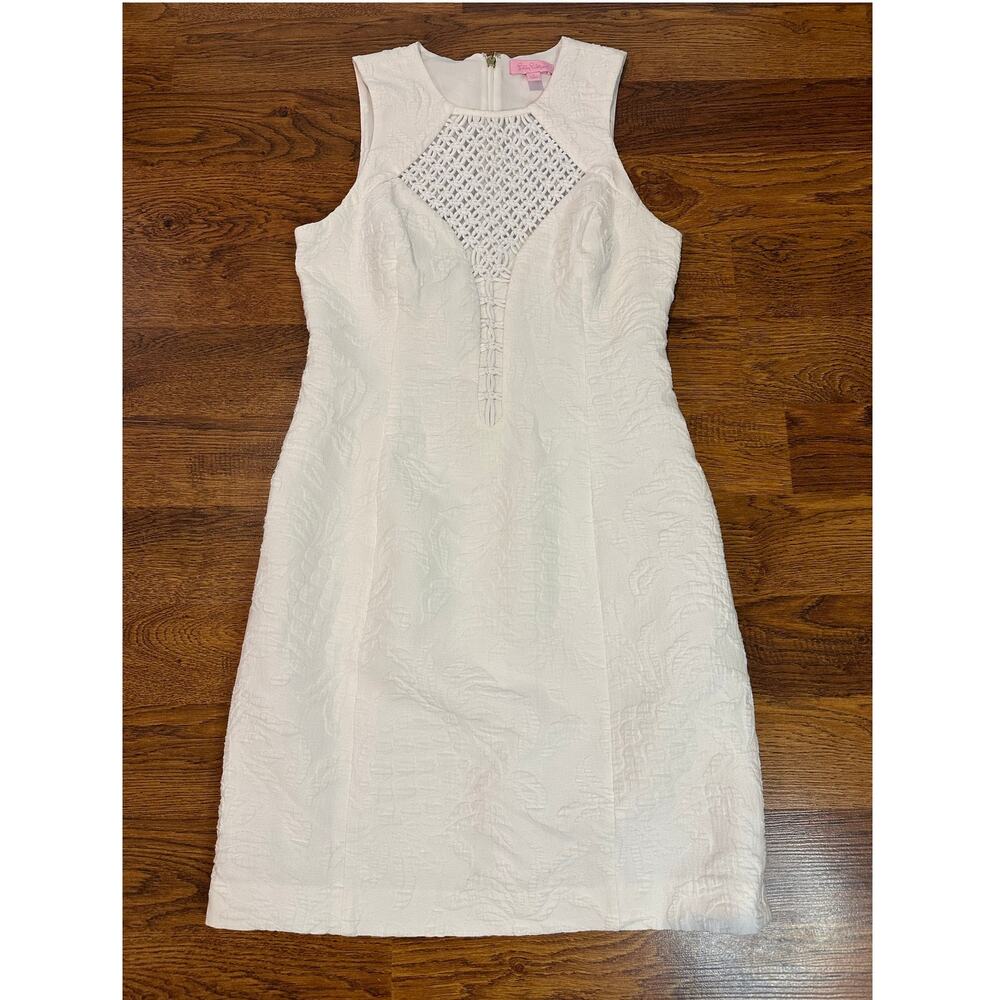 Lilly Pulitzer Keali Stretch Pineapple Jacquard Shift Dress White Size 4 Resort